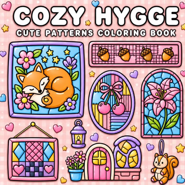 Cozy Hygge Cute Patterns Coloring Book