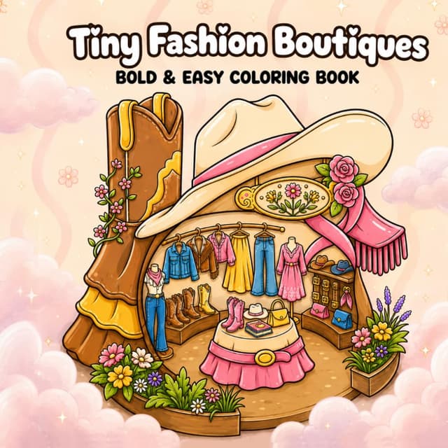 Tiny Fashion Boutiques – Bold & Easy Coloring Book